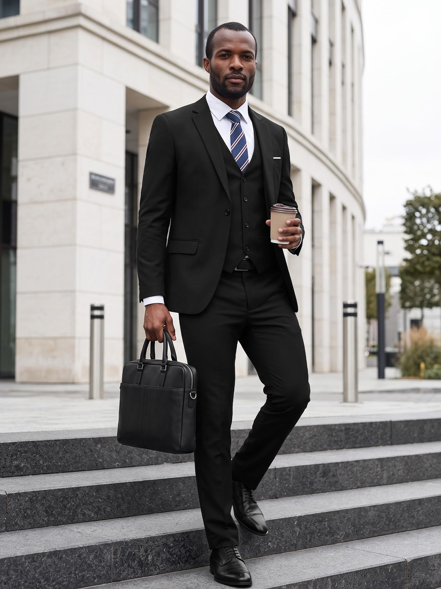 MAGE MALE Męski 3-częściowy garnitur elegancki solidny jeden guzik slim fit jednorzędowa marynarka imprezowa kamizelka zestaw spodni