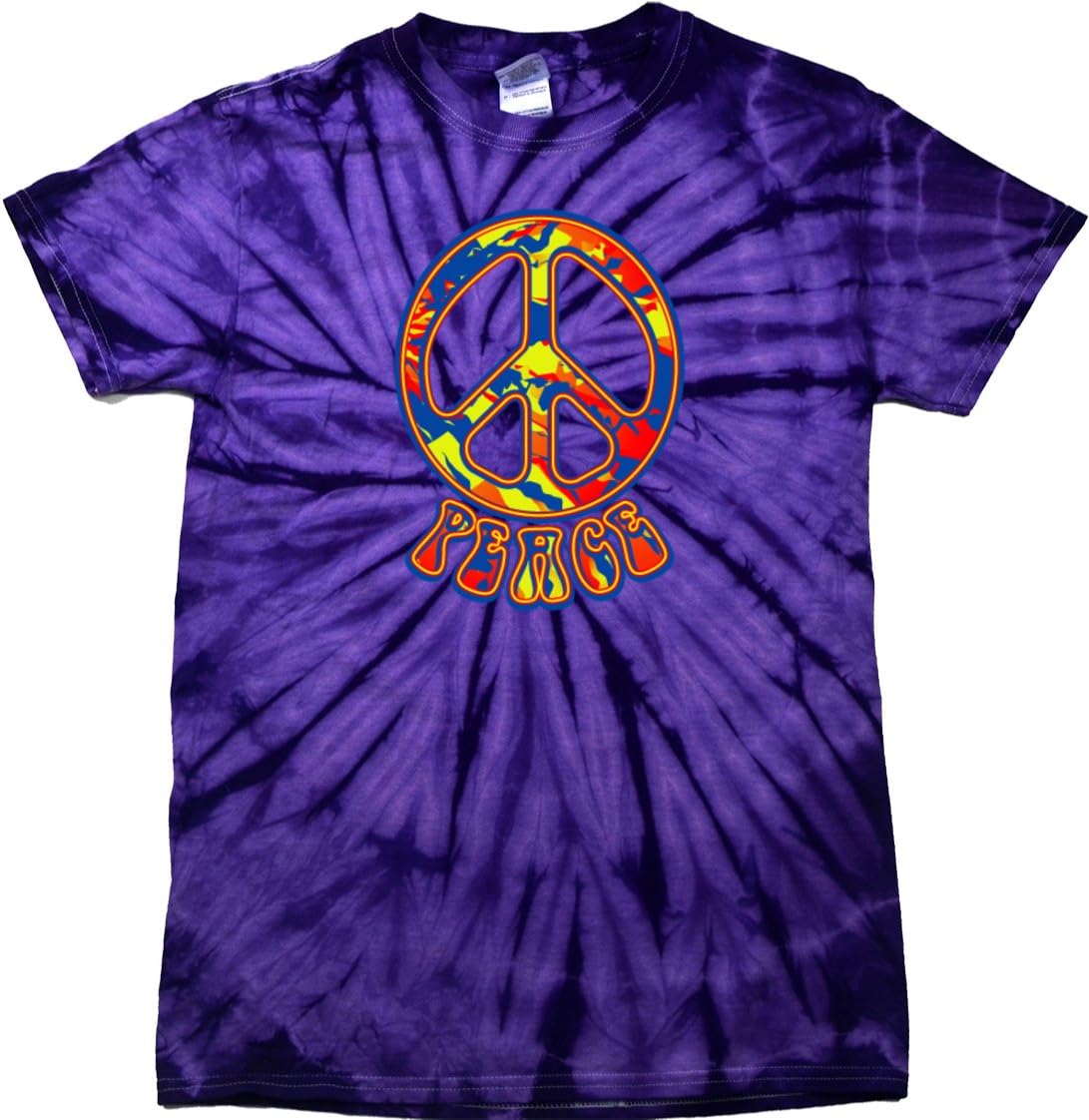 Buy Cool Shirts Peace T-Shirt Funky 70's Peace Sign Spider Tie Dye Tee