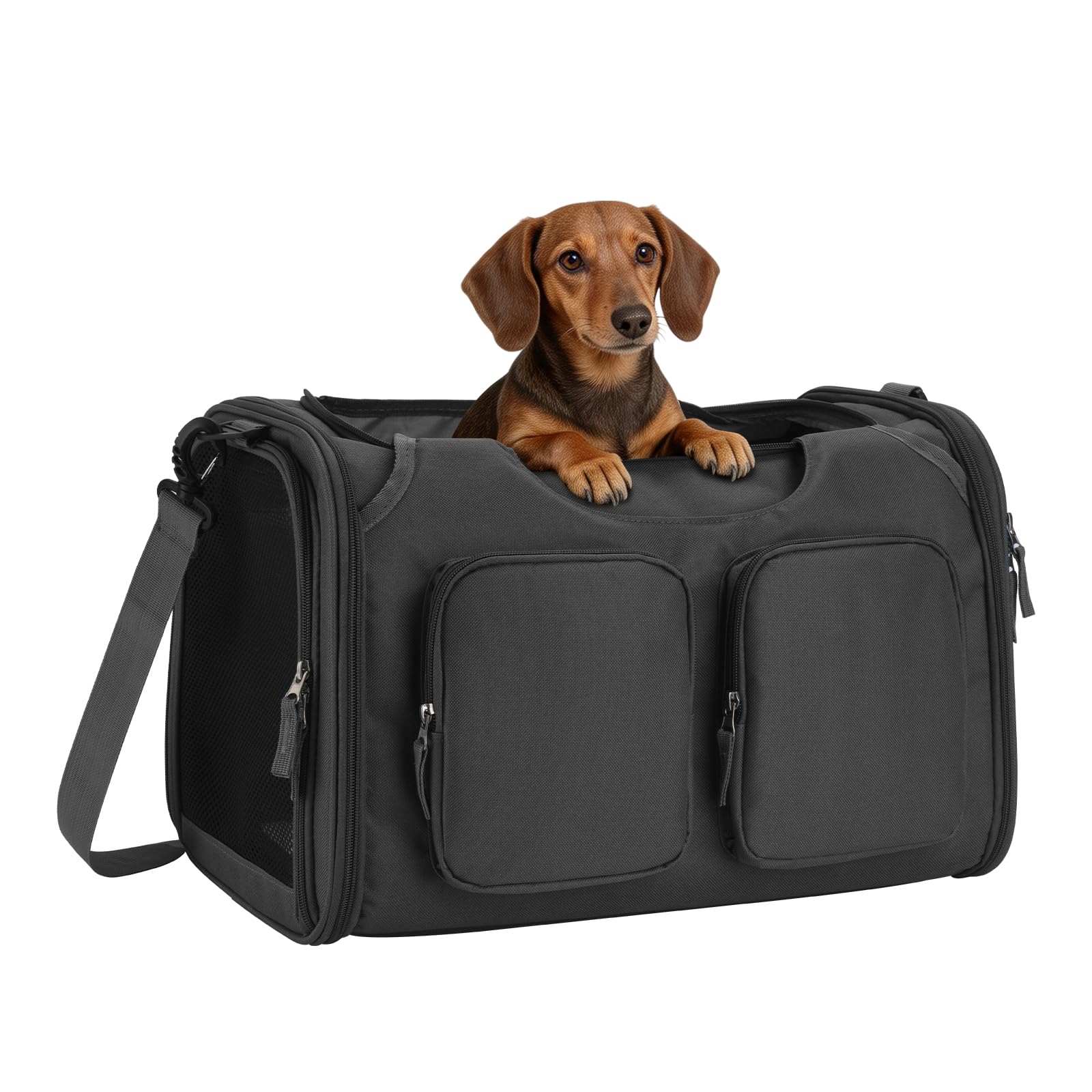 Faltbare Katzentransporttasche für Katzen/Hunde bis 6 kg (Grau)