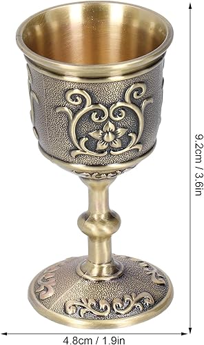 Miniatura 2 de TOPINCN Copa de vino de bronce, adornos de metal, suministros de fiesta, cáliz en relieve con tacto medieval para leche, vino, copa real europea