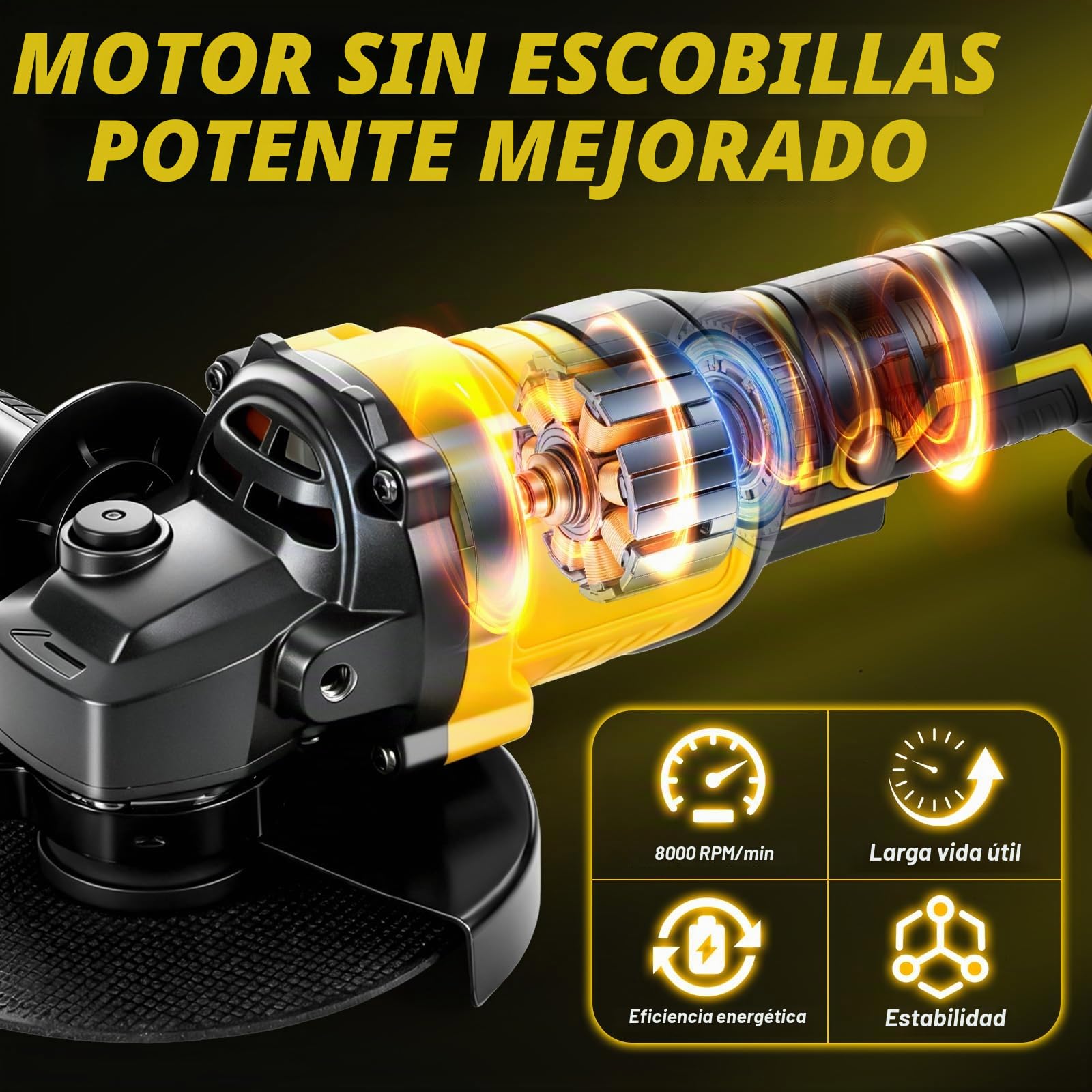 Roadtime Amoladora angular sin escobillas para DeWalt de 20V(sin batería)