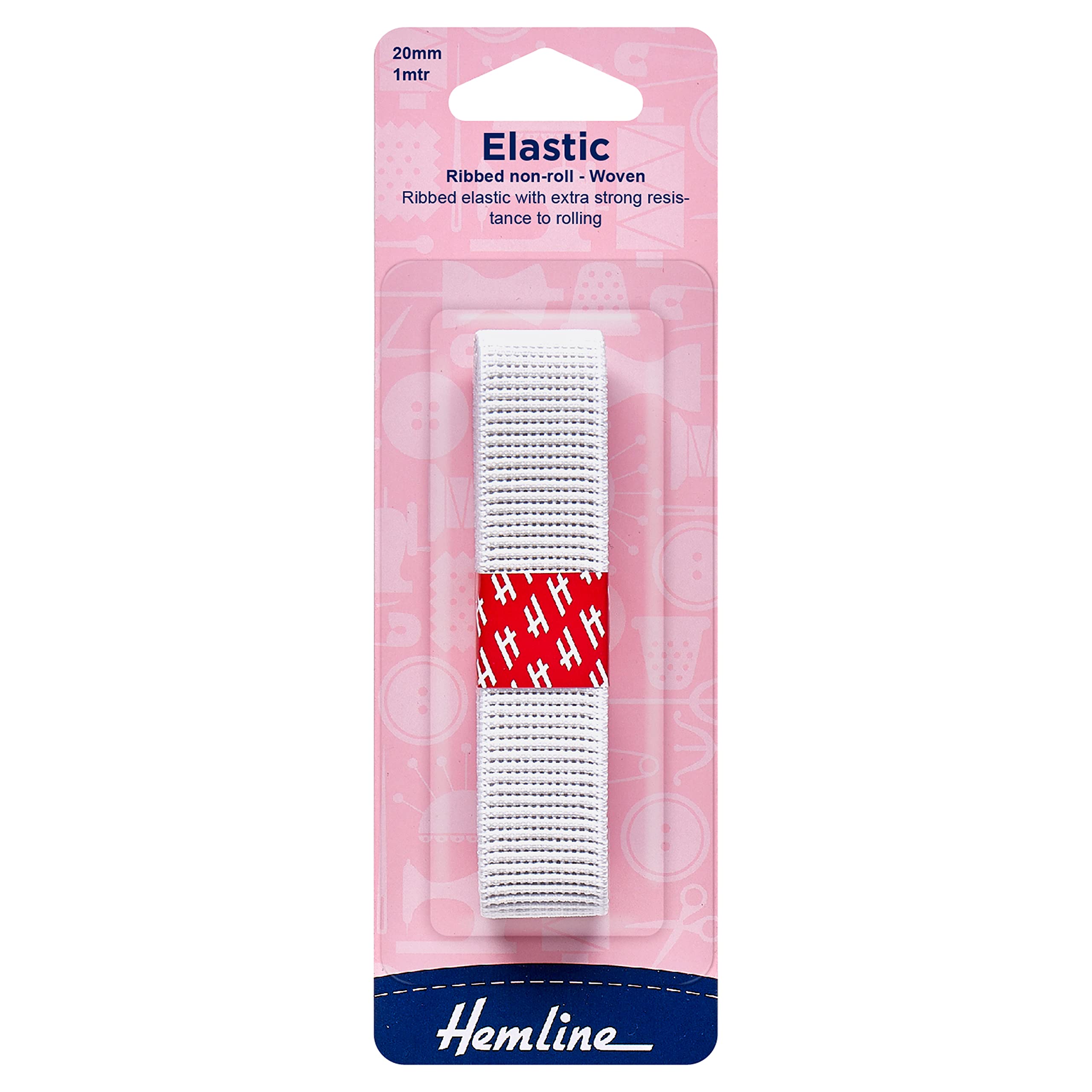 Non Roll Elastic Ribbed, 1mx20mm - White