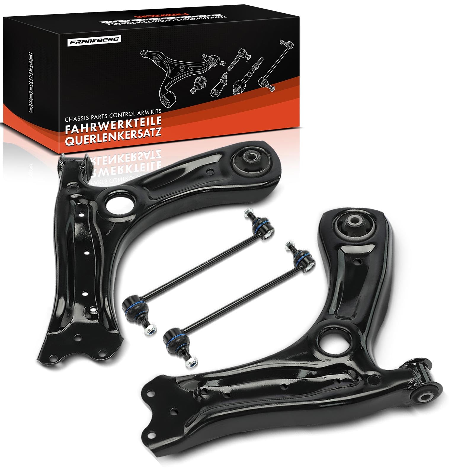 Frankberg 2x Querlenker + 2x Koppelstange Vorne Kompatibel mit A1 8X1 8XK 1.0L-2.0L 2010-2018 Ibiza IV 6J5 6P1 1.2L-2.0L 2008-2017 Replace# 6R0407152F