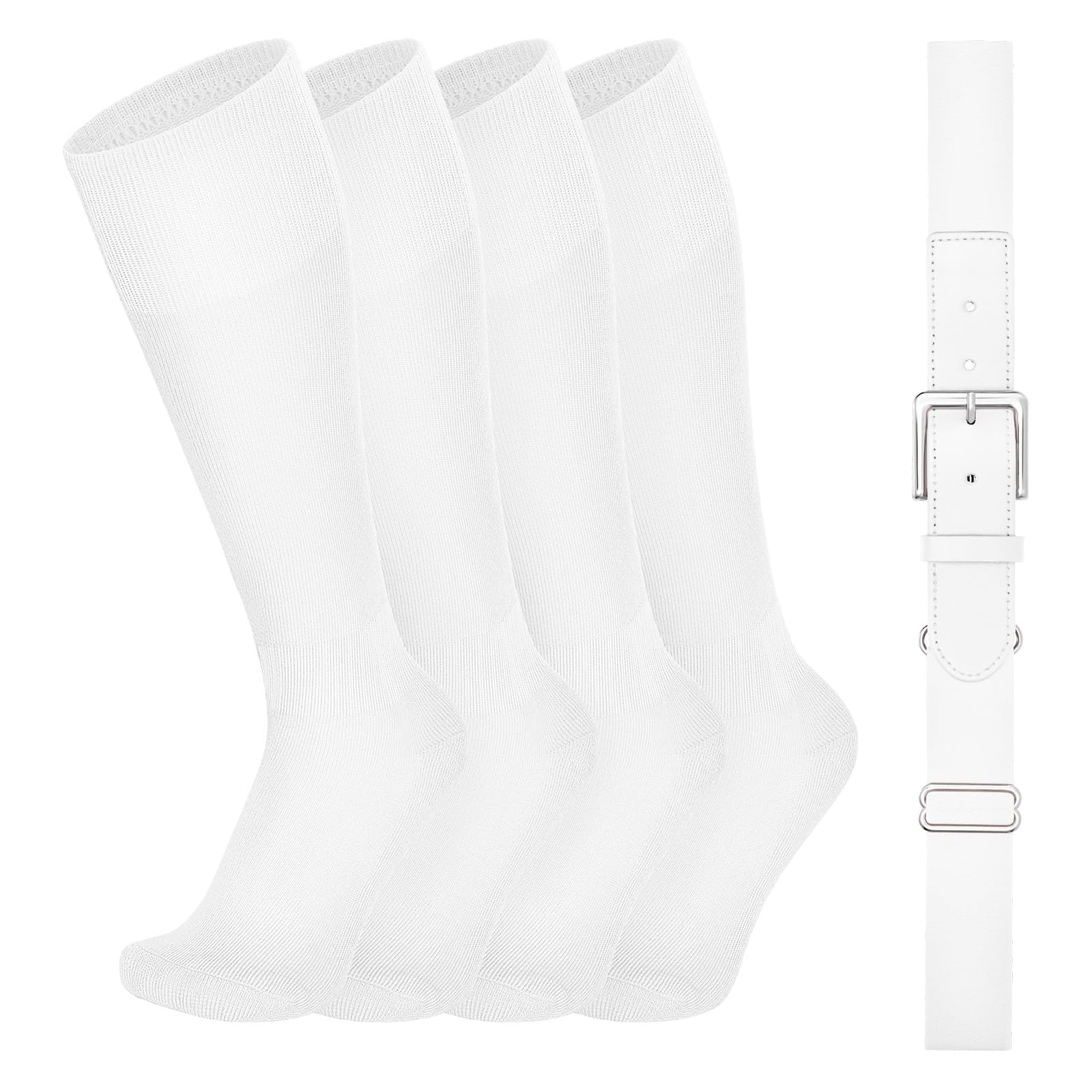 VONMELLI Youth Baseball Belt and Socks Combo, Elastic Softball Belts and Socks for Boys and Adult (2 Pairs of Socks &amp; 1 Belt)
