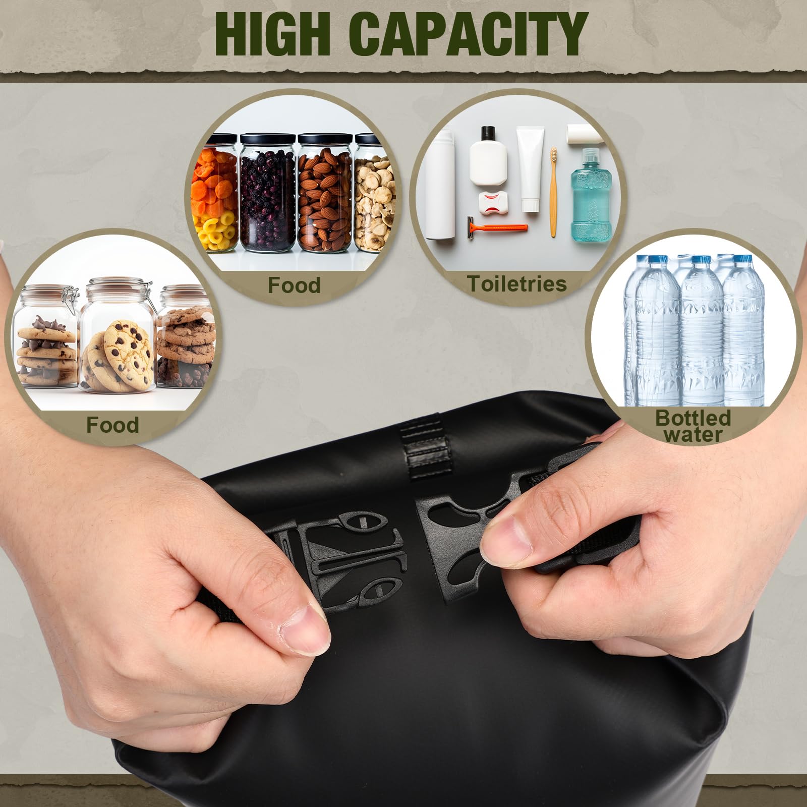 Foilswirl 1 Set Bear Food Bag for Camping Ultralight Food Bag Hanging System Includes Waterproof Bear Bag, Nylon Ropes, Hooks for Camping Backpacking (Black,20L)