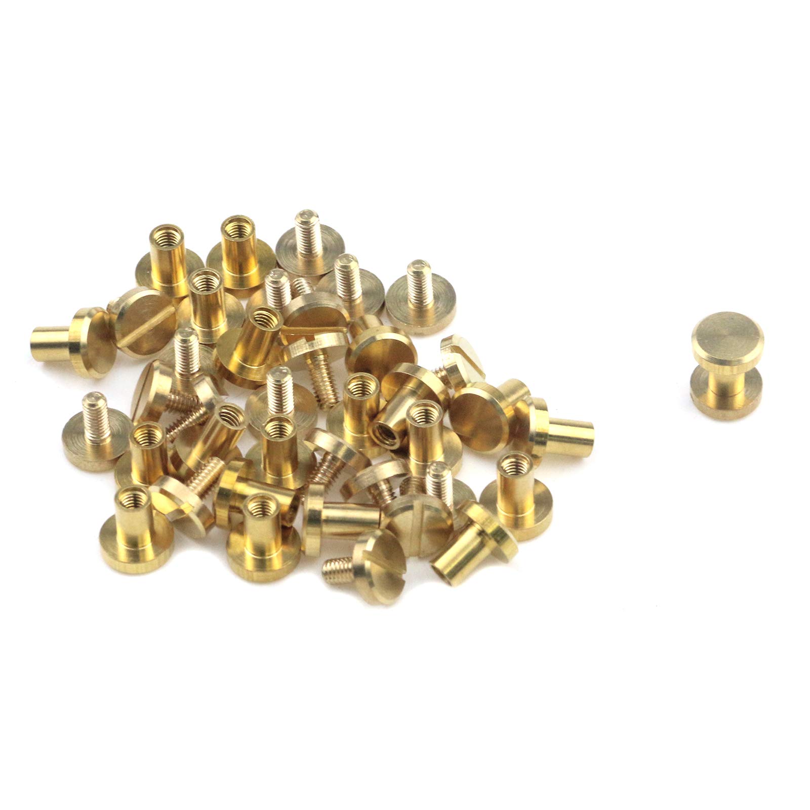T Tulead 20PCS Brass Chicago Screws Binding Screws Leather Fasteners Flat Head Screwing Fastener Screw 8x10mm Golden Rivet Screws