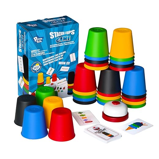 Quick Stacking Cups Game for Kids - Classic Matching Speed Cup With 24 Cards & 30 Cups - Parent-Child Interactive Family Game for Party or Travel
