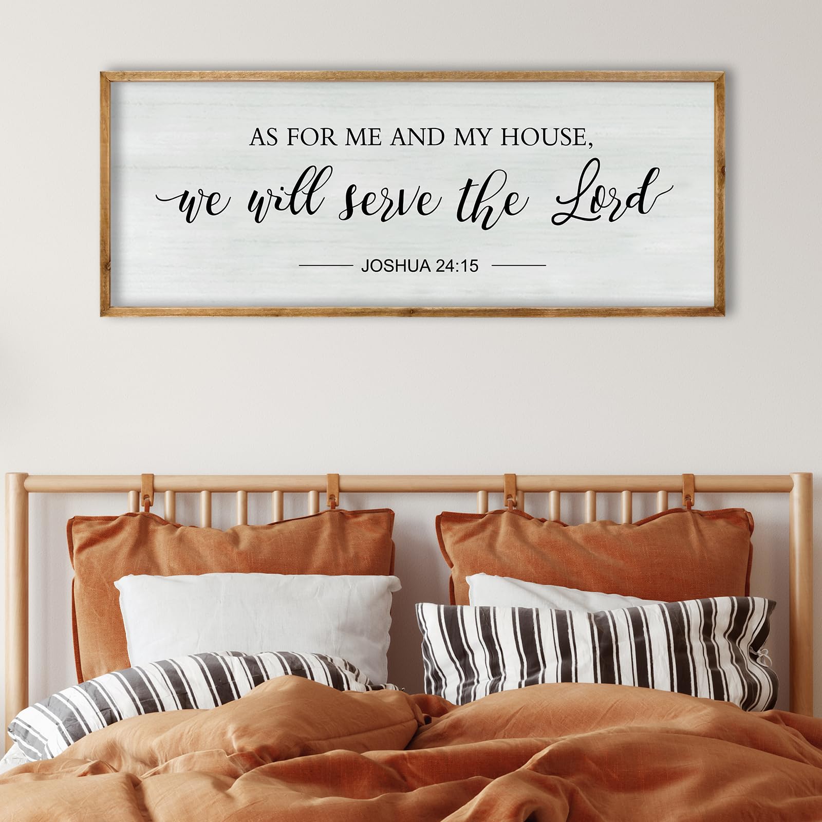 RLWangChao Decorazione da parete con cornice in legno "As for Me and My House We Will Serve the Lord", 81 x 30 cm, con cornice in legno, con dedica della Bibbia, da appendere (legno)