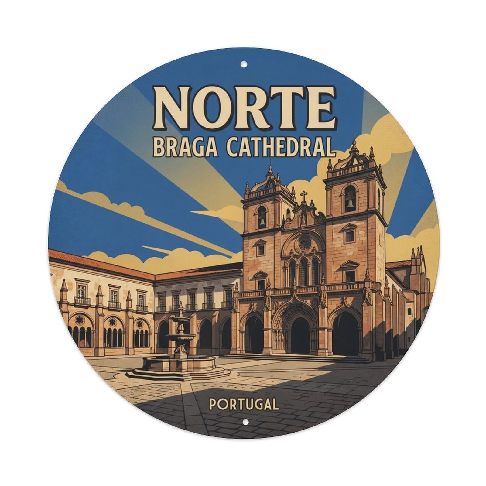 Olhnbad Style Portugal Norte Braga Cathedral Portuguese Heritage Metal Tin Sign