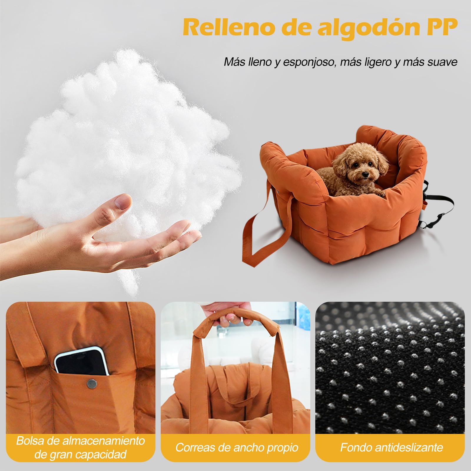 Ergocar Asiento De Coche para Perros Consola Central Asiento Elevado con Cinturón De Seguridad Ajustable y Acolchado Apto para Uso Doméstico Viajes y En El Coche Tanto para Gatos como para Perros