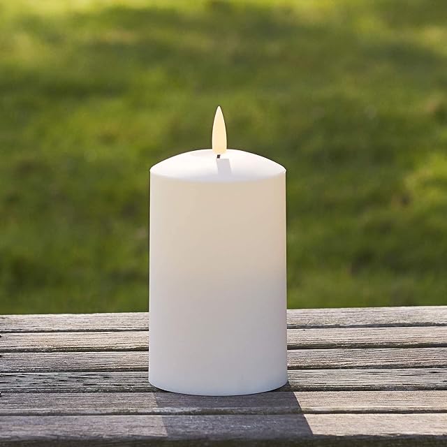 Lights4fun Medium TruGlow Outdoor Waterproof Flameless Pillar Candle Battery LED 12.5cm with Timer