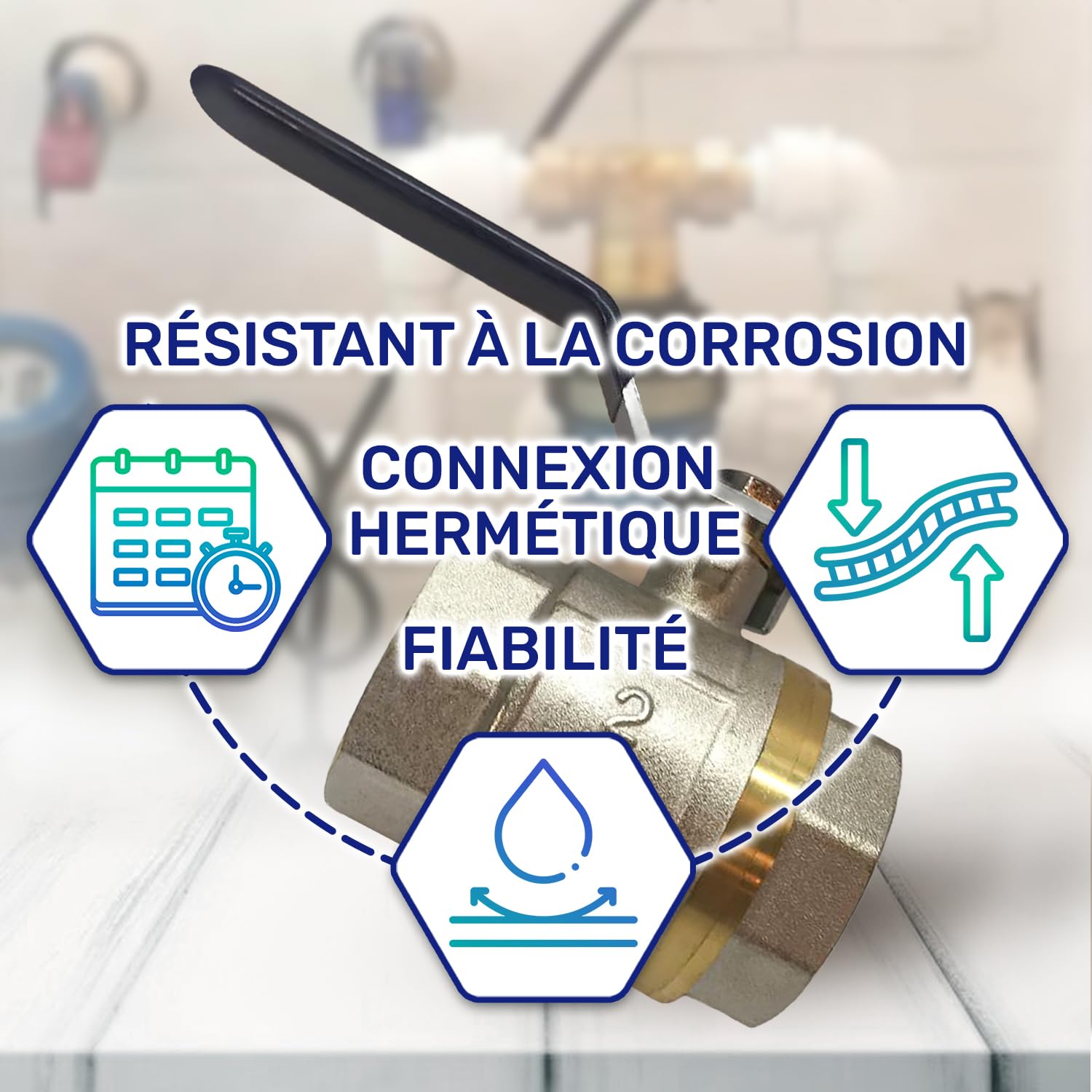 Vanne Sphérique avec Filetage Femelle des Deux Côtés 2" en Laiton | avec Joints PTFE - Garantie de 10 Ans - MONTERAL