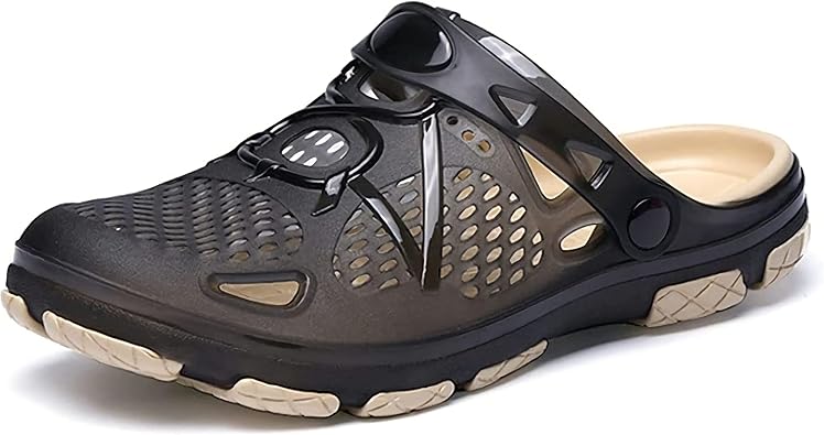 Hitmars Mens Clogs Lightweight Garden Shoes Breathable Clogs Beach Slippers Slip On Mules Pool Beach Yard for Men Black Blue Yellow Size US 7-13