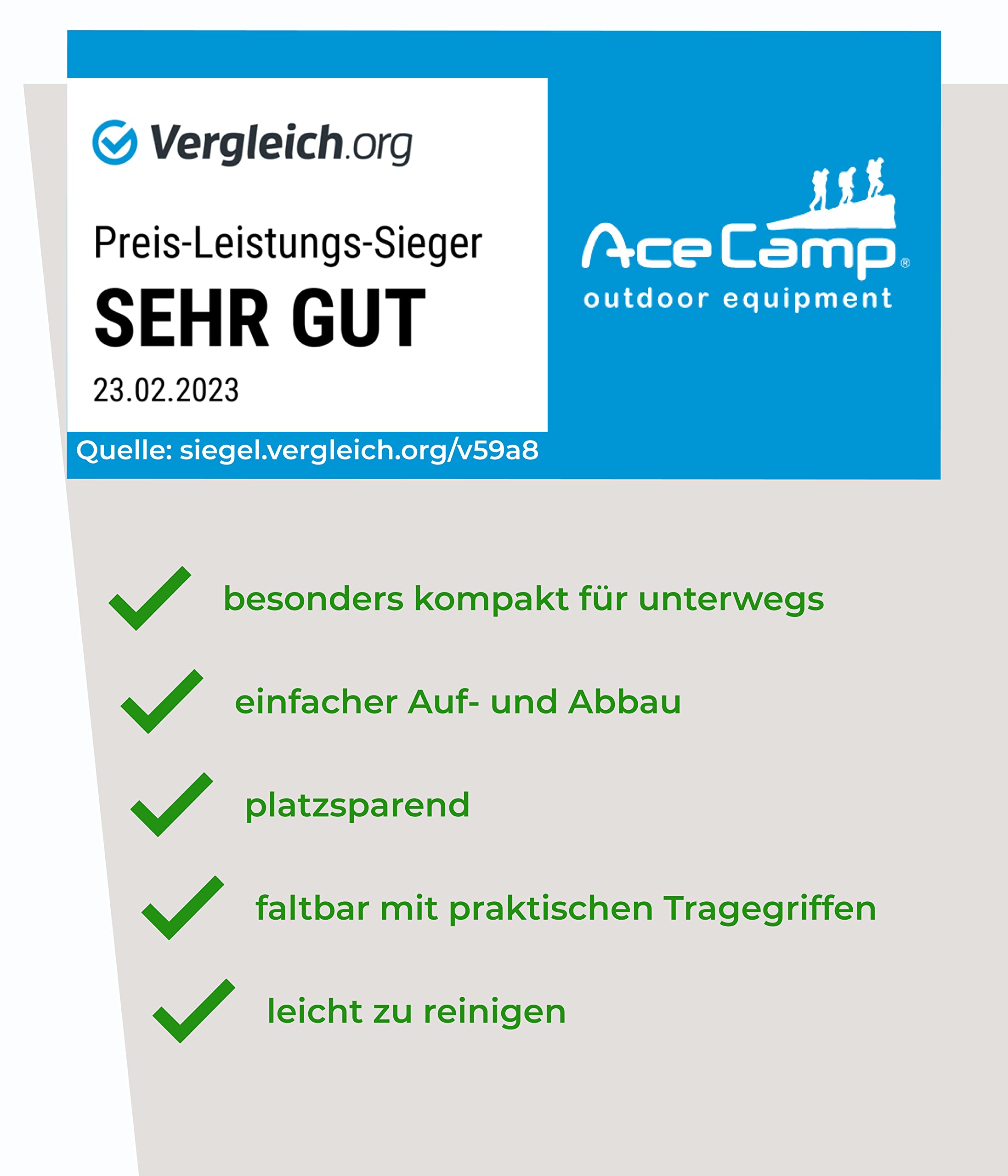 AceCamp Holzkohlegrill tragbarer Klappgrill Faltgrill Camping-Grill Garten Party BBQ Edelstahl Grill, (weitere Größen)