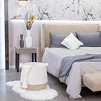 Vista 4 de MINTWOOD Design Cesta decorativa grande de cuerda de algodón tejida de 17 x 17 pulgadas para sala de estar, cesta de lavandería, cestas