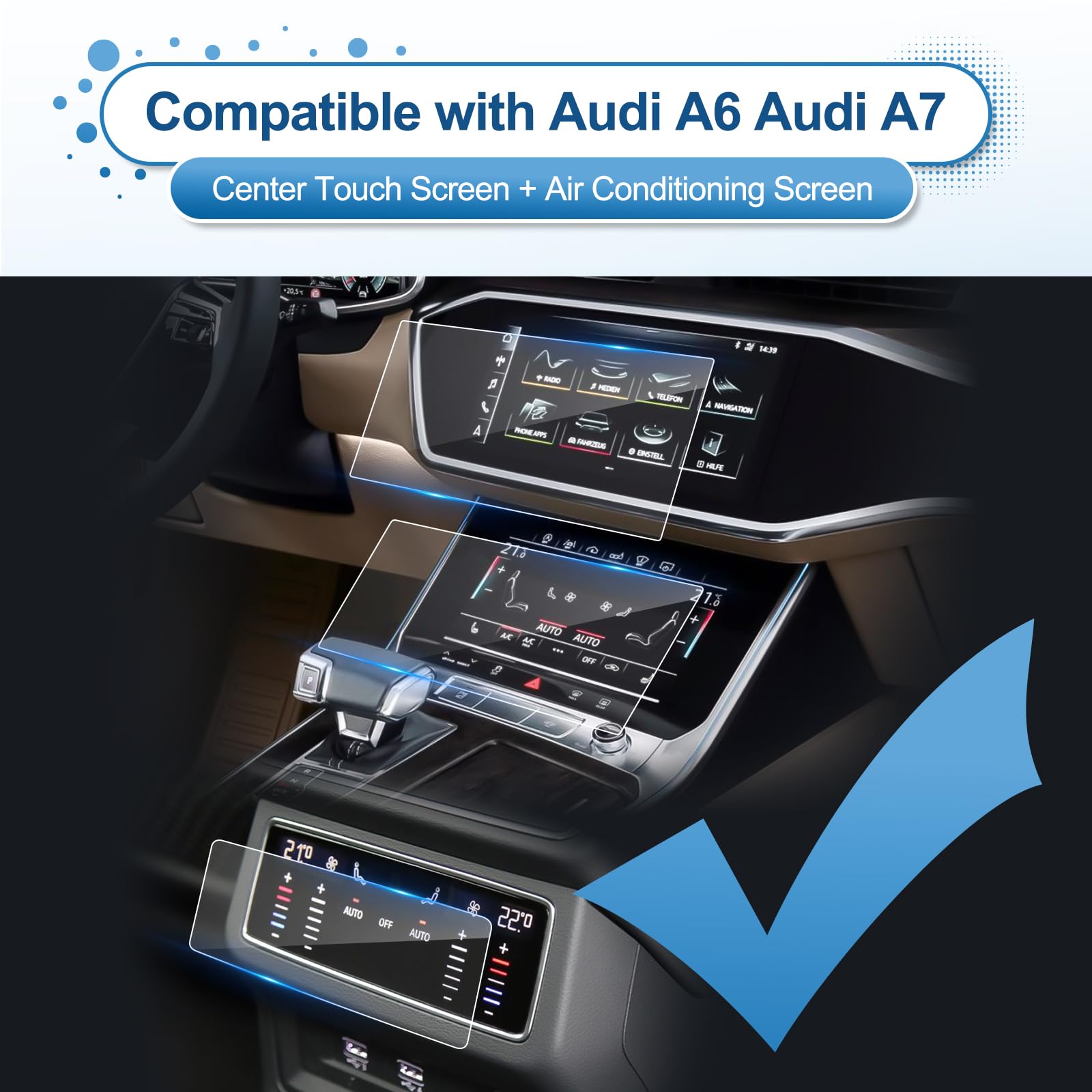 Pellicola Protettiva per Display Audi A6 A7 2019-2024, 9H Vetro Temperato Schermo Tattile Centrale