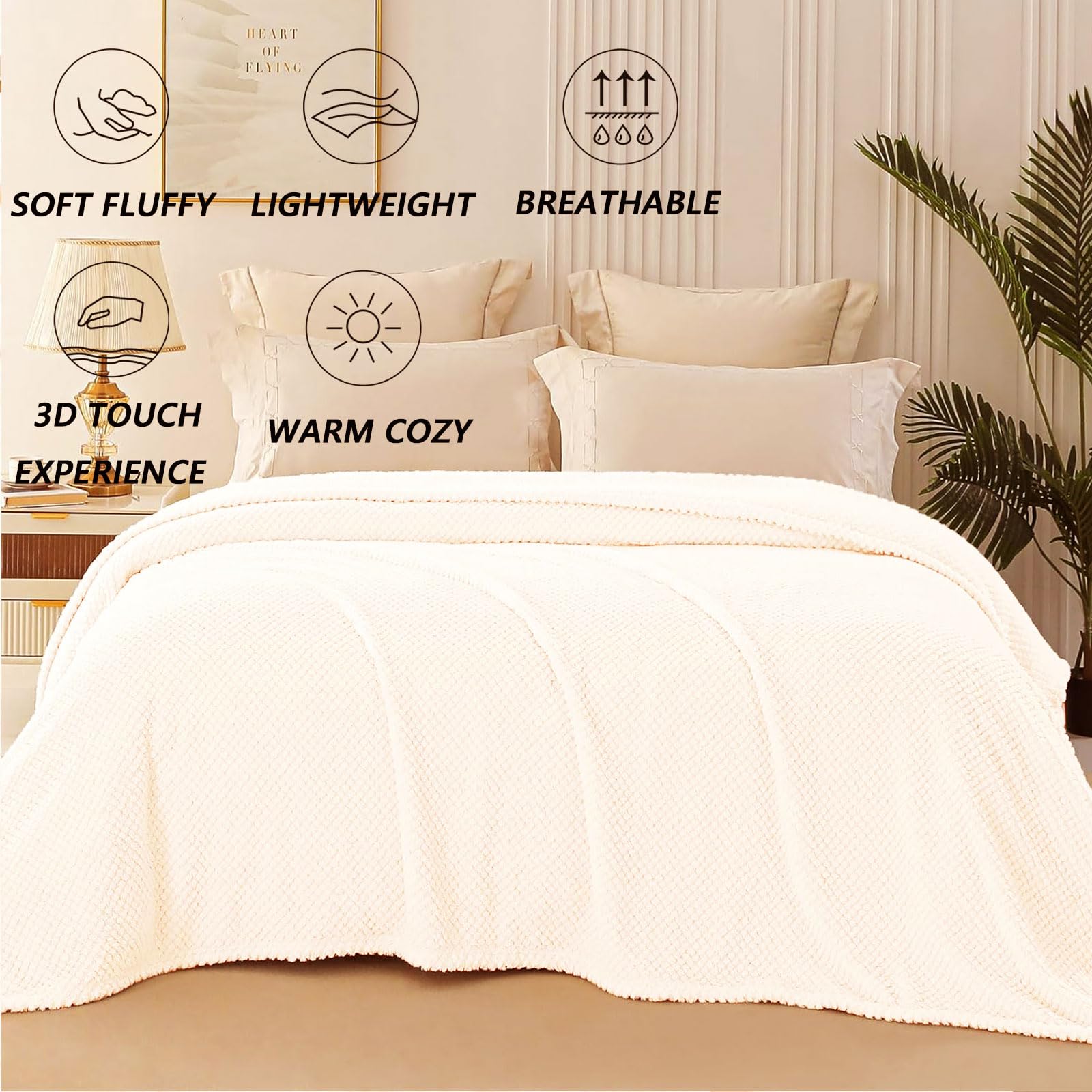 Decke Kuscheldecke Flauschig 200 x 290 cm für 4 Jahreszeiten, Weich Warm Leicht Kuscheldecke - Flauschig Decke für Sofa, Couch Und Bett, Weiß