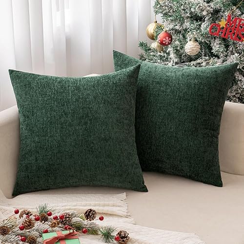 MIULEE Paquete de 2 fundas de almohada de felpilla suave de 18 x 18 pulgadas, color verde primavera, para sofá, sala de estar, sofá, fundas teñidas