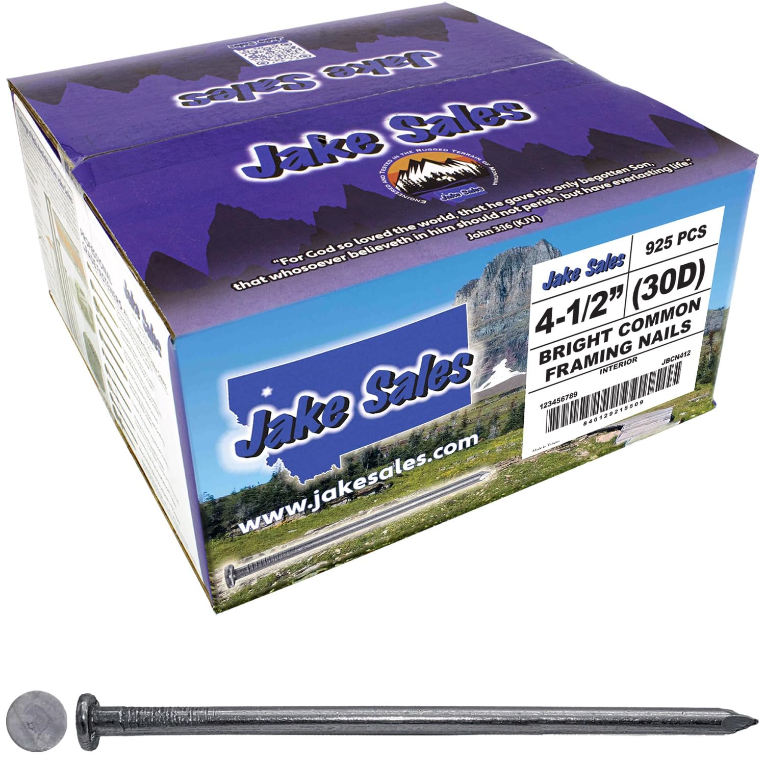 4-1/2 Inch Bright Common Nail (30D) 45 pounds ~925 Nails. Good for general construction projects