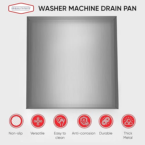 Miniatura 6 de Bandeja de drenaje de lavadora de alta resistencia de 32" x 30" 2.5", bandeja de goteo de acero galvanizado