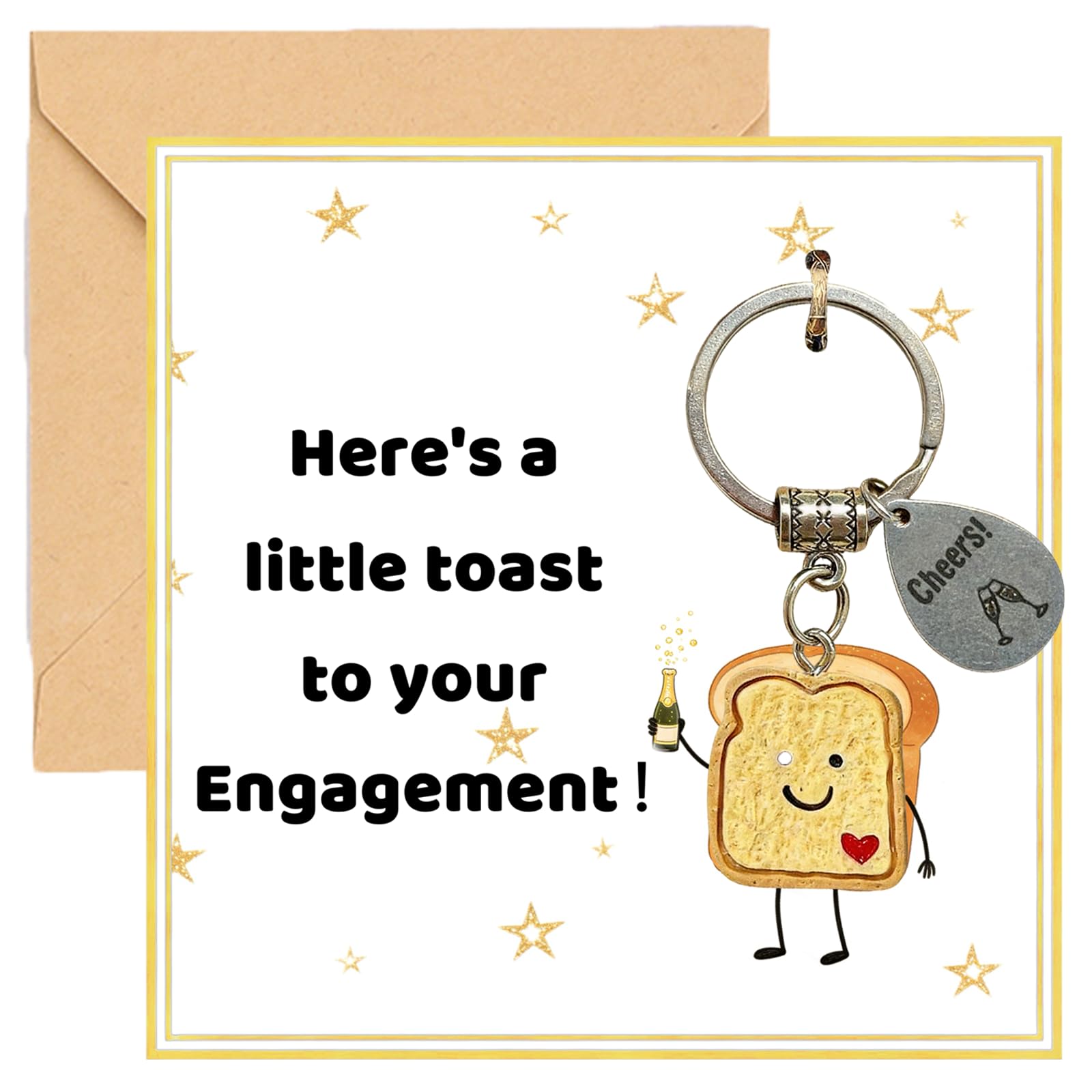 Zenthraa Unisex Engagement New Job Keychain Gift, Cute Good Luck Charm For Women - Good Luck Wood Toast Keyring Gifts With Bread Slice Pendant For New Job, Congratulations, New Beginnings, Divorce (Engagement)