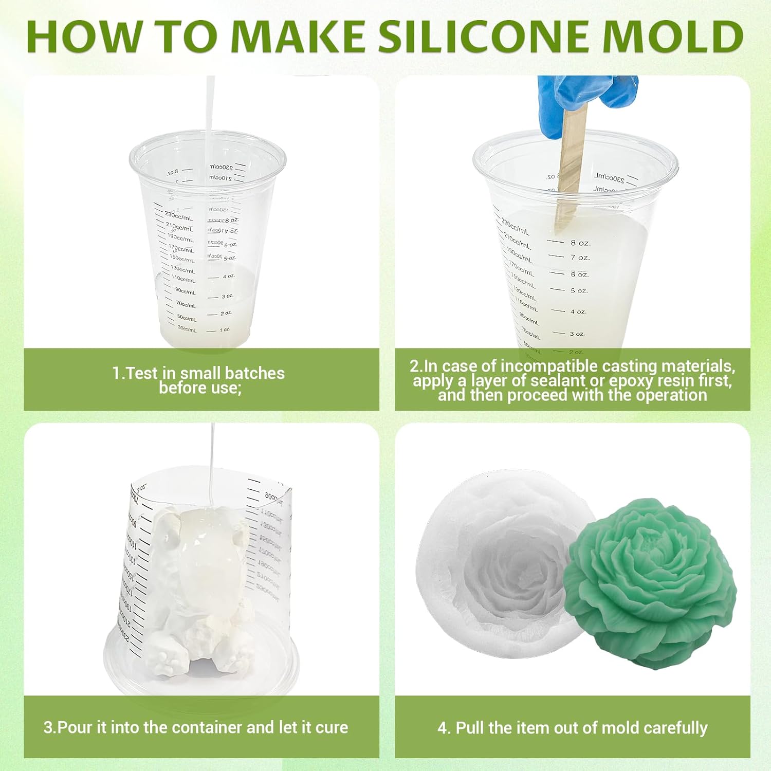 2 Gallon Platinum Cure Silicone for Mold Making – 15A Flexible, Tear-Resistant, Food-Safe Casting Silicone for High-Detail Professional & Industrial Projects