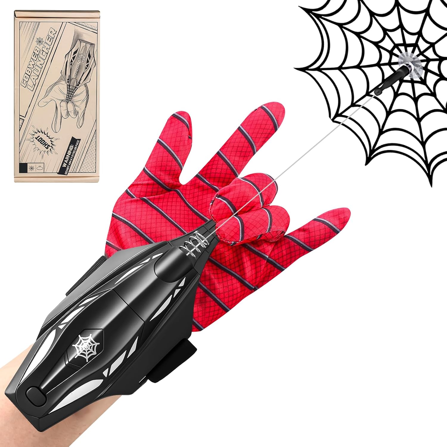 Spider Web Shooter Silk Launcher, 2026 Upgraded Fidget Toys Wrist Gadget with Suction Cup & Magnet, Retractable String Gloves Toys, Cool Stuff Birthday Gifts for Boys Teens Kids Age 3-12+