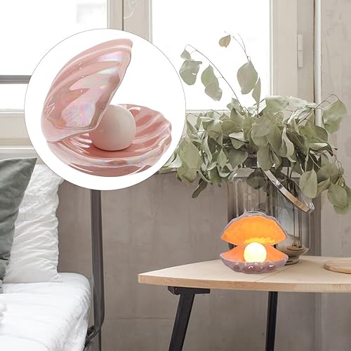 Miniatura 2 de SEWACC Luz de noche, diseño de perlas, cerámica, adorno de escritorio, lámpara decorativa para mesita de noche, lámpara de decoración del hogar,