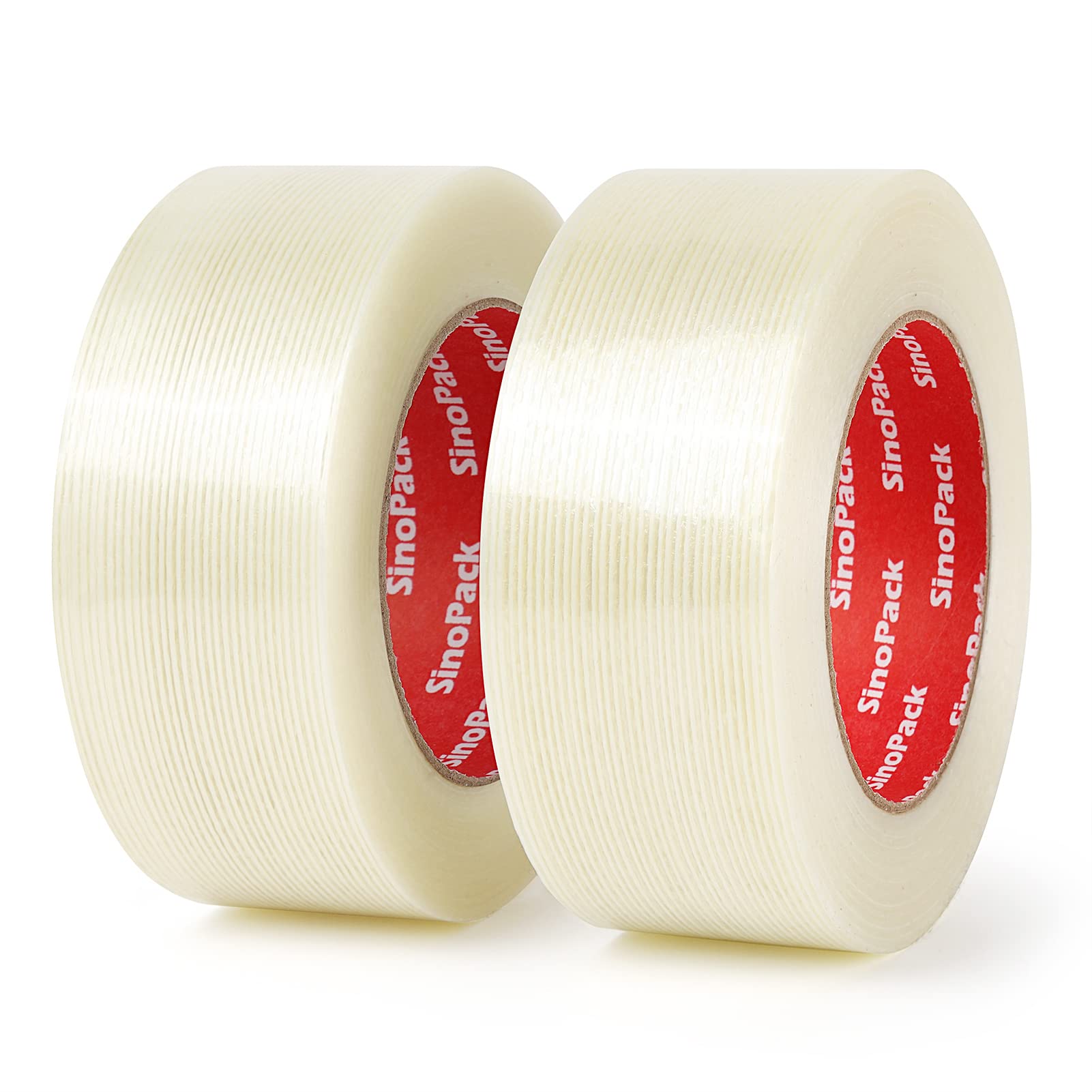Cinta de embalaje reforzada, paquete de 12 cintas de 5.5 mil x 2 pulgadas x 50 yardas, cinta de nailon resistente de 2 pulgadas, cinta de embalaje reforzada de fibra de vidrio