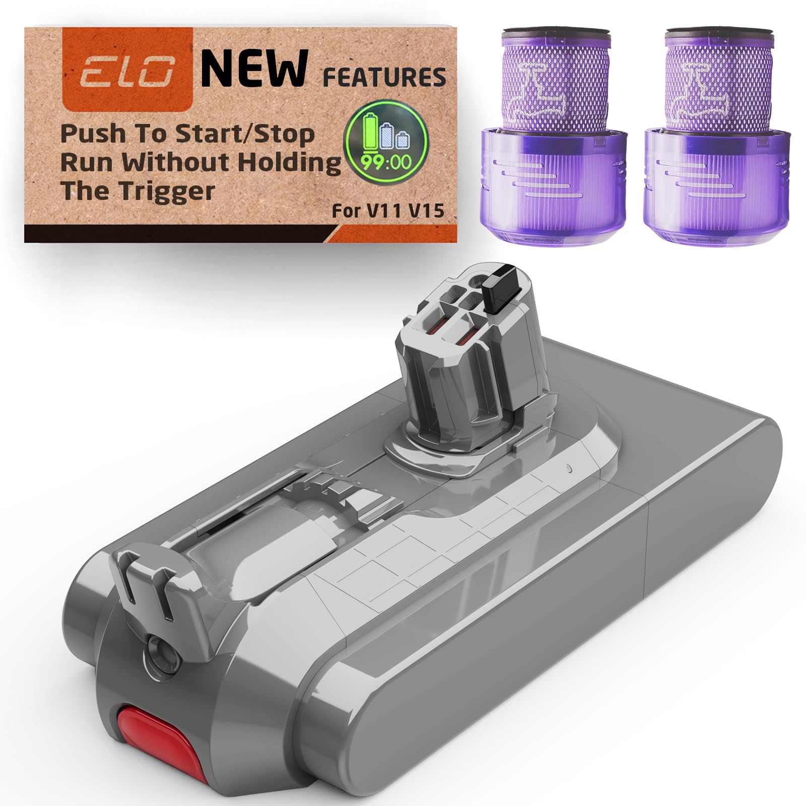 Amazon.com: ELO Dyson V11 V15 Battery with Trigger Lock 5000mAh