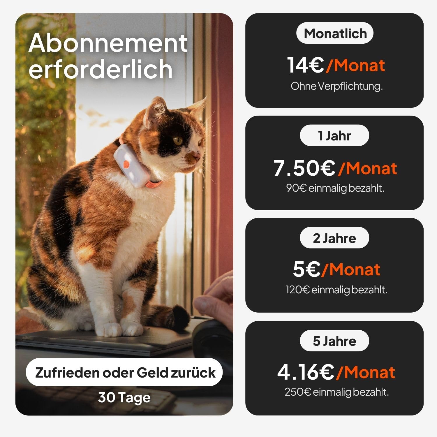 Weenect XS für Katzen - NEU Mini GPS-Tracker für Katzen | GPS-Tracking in Echtzeit | Ohne Distanzlimit | Kleinstes Modell auf dem Markt (Schwarz, XS)
