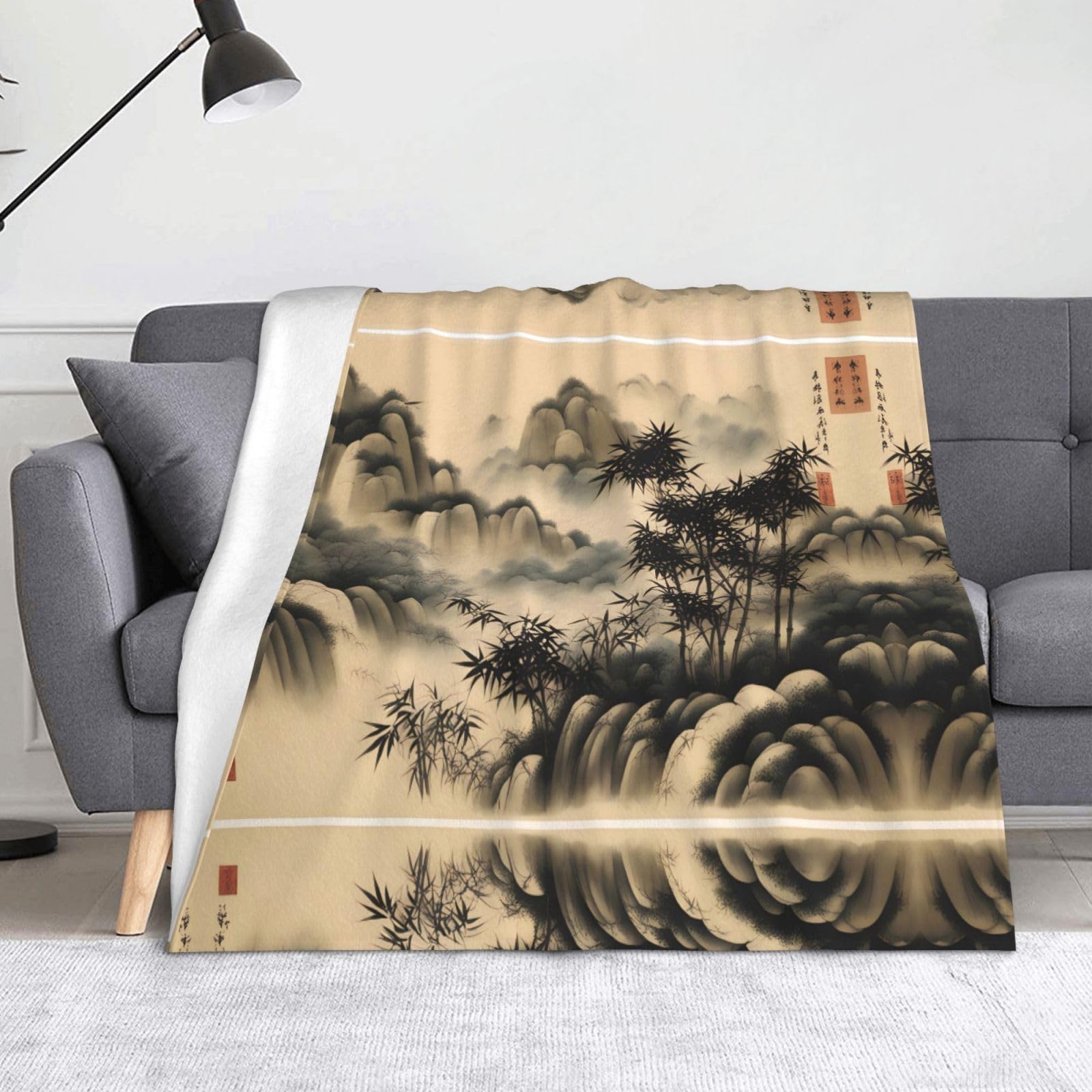 Couverture pliable BROLEO en bambou de 152x127 cm pour un canapé confortable