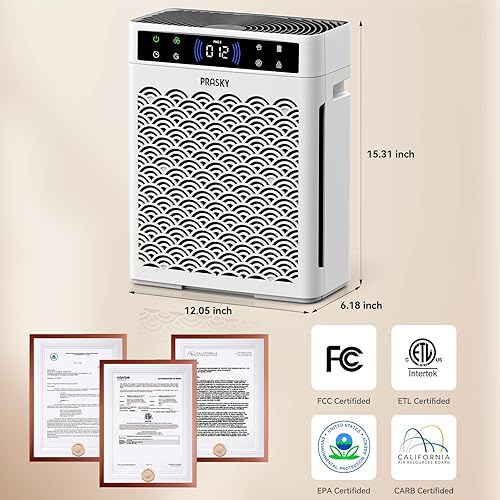 Miniatura 9 de Purificador de aire, purificadores de aire Prasky para el hogar, habitación grande, 3000 pies cuadrados con carbón activado y filtros de aire HEPA