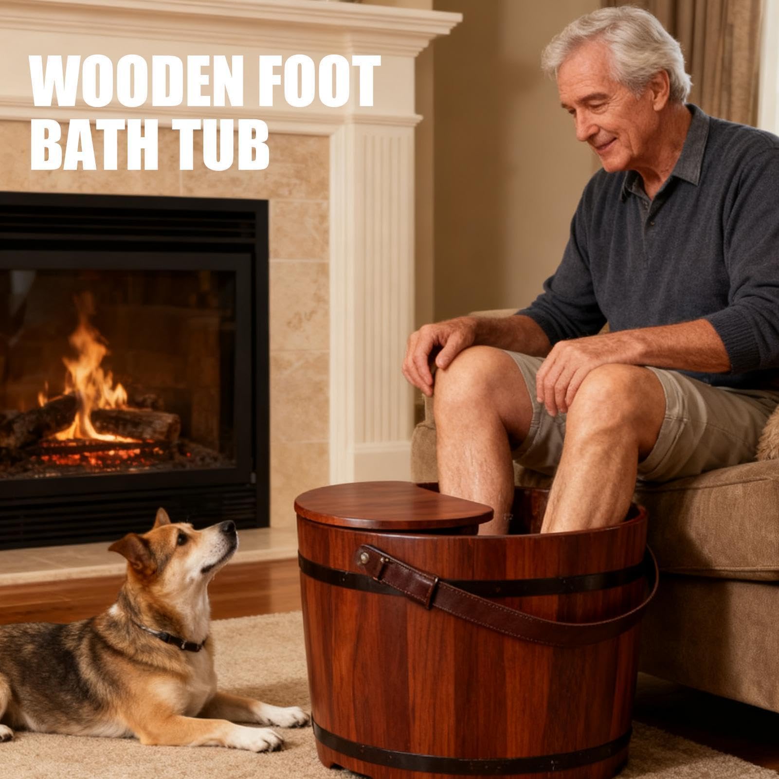 Bañera Para Pies De Madera – Madera Maciza 25x31cm | Lavabo De Spa Para | Cuenco Para Pediluvio Cubierto Con Tapa | Bañera De Inmersión Profunda De Calidad Para Baño De Pies Relajante