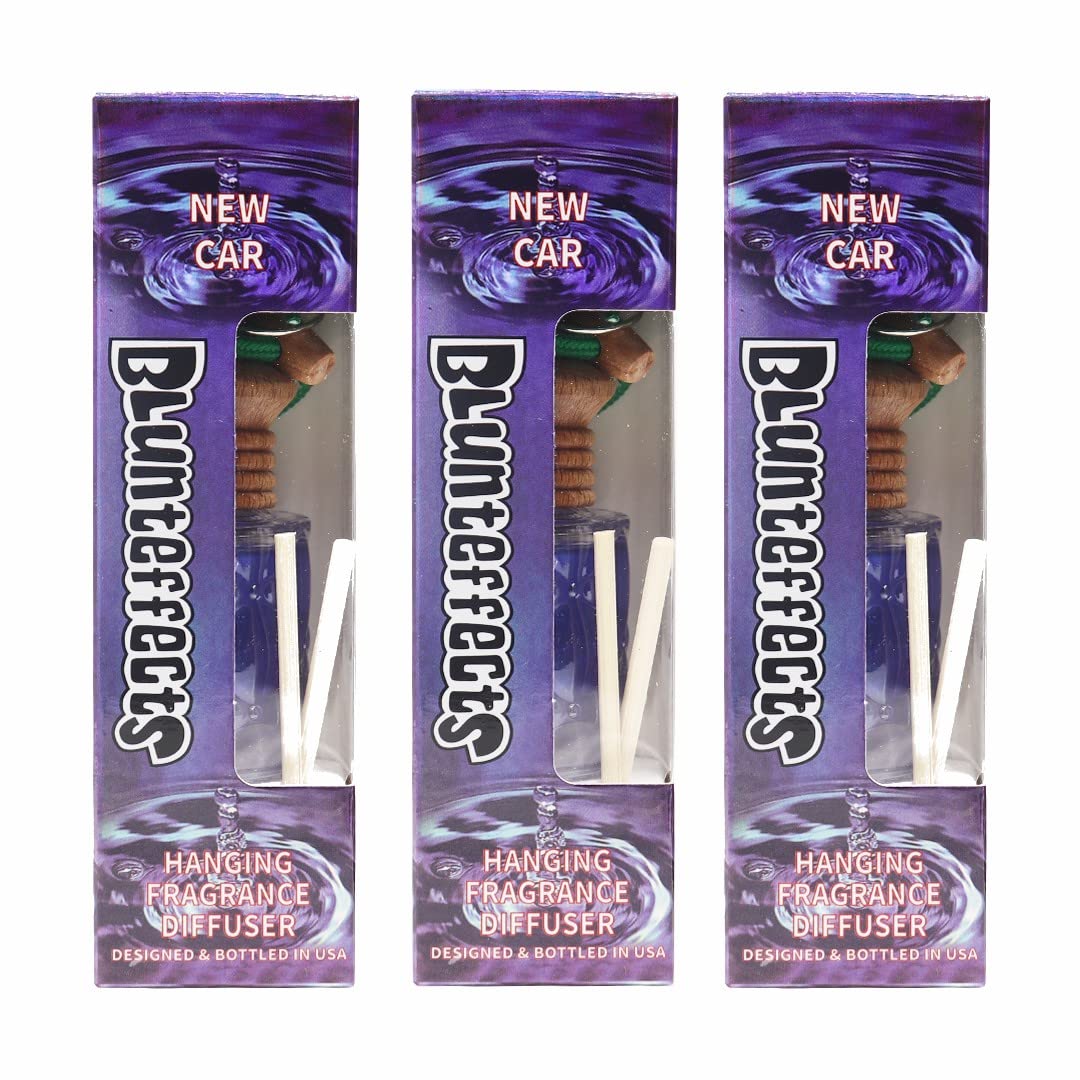 Blunteffects Blunt Effects Oil Based Concentrated Odor Neutralizing Hanging Diffuser Air Freshener For Car And Home (3 Pack) [Choose The Scent] (New Car)
