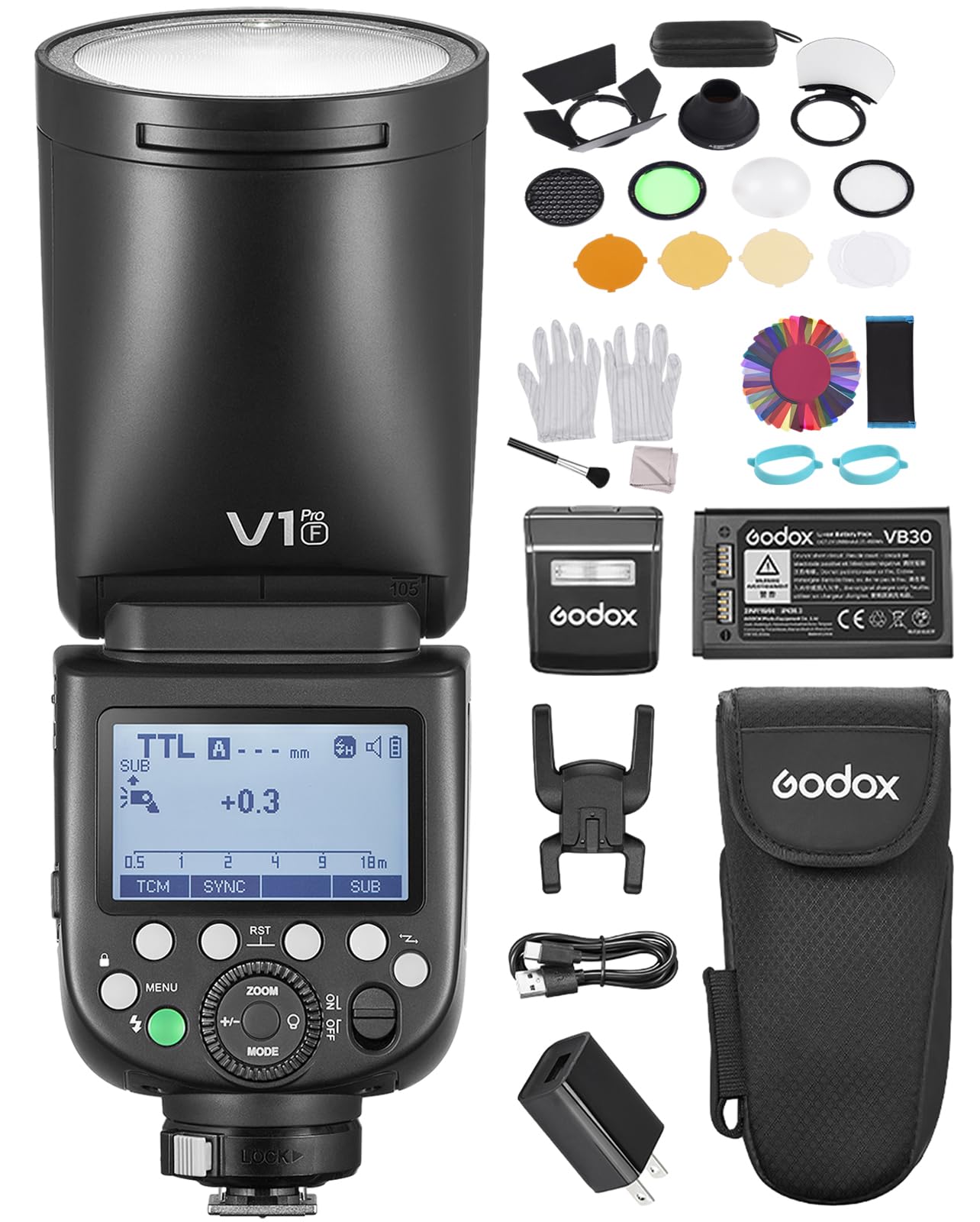 GODOX V1 PRO F 2.4G Wireless Camera Flash 1/8000s HSS 1.3s Recycle Time With M/TTL Flash Detachable Sub Flash Speedlite Compatible With FUJIFILM Cameras Godox AK-R1 Pocket Flash Light - View #9