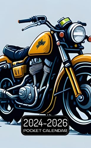 Miniatura 1 de Pocket Calendar 2024-2026: Two-Year Monthly Planner for Purse , 36 Months from January 2024 to December 2026 | Motorcycle | Colorful | Icon | Comic
