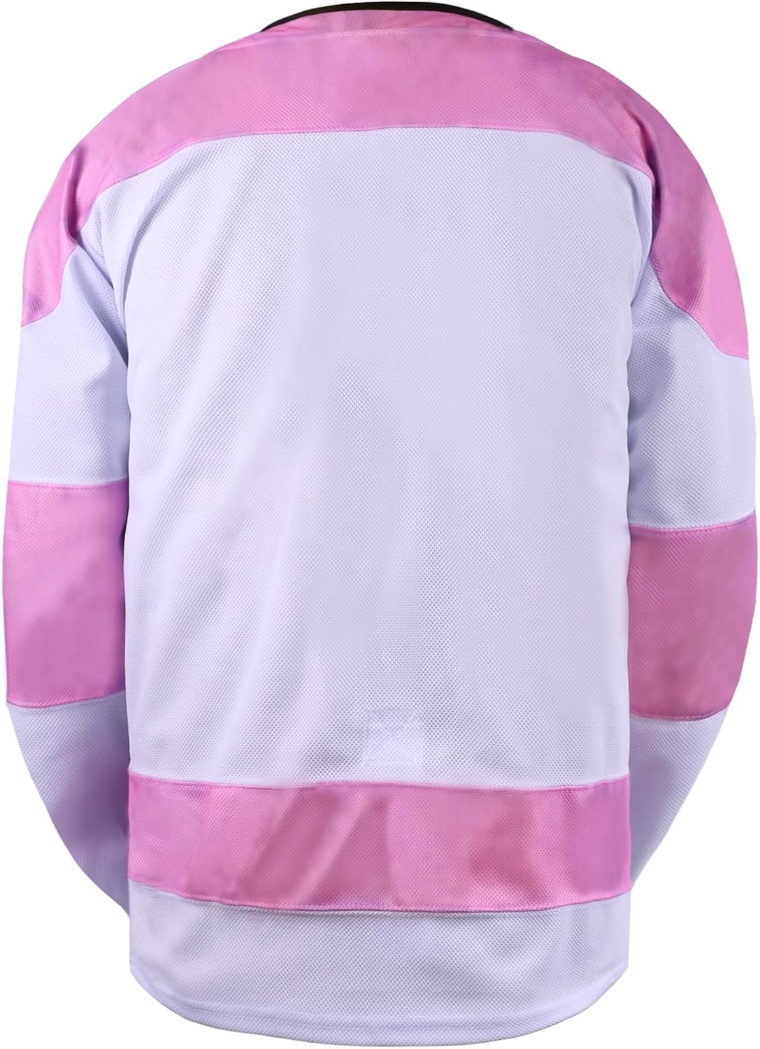 Mens Blank Ice Hockey Jersey Long-Sleeved Practice Hockey Jersey(White-Pink-S)
