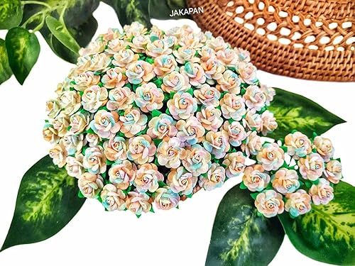 JAKAPAN Mini rosa artificial de morera de papel de flores de scrapbooking boda muñeca casa suministros tarjeta mini flor DIY artesanía decorativa