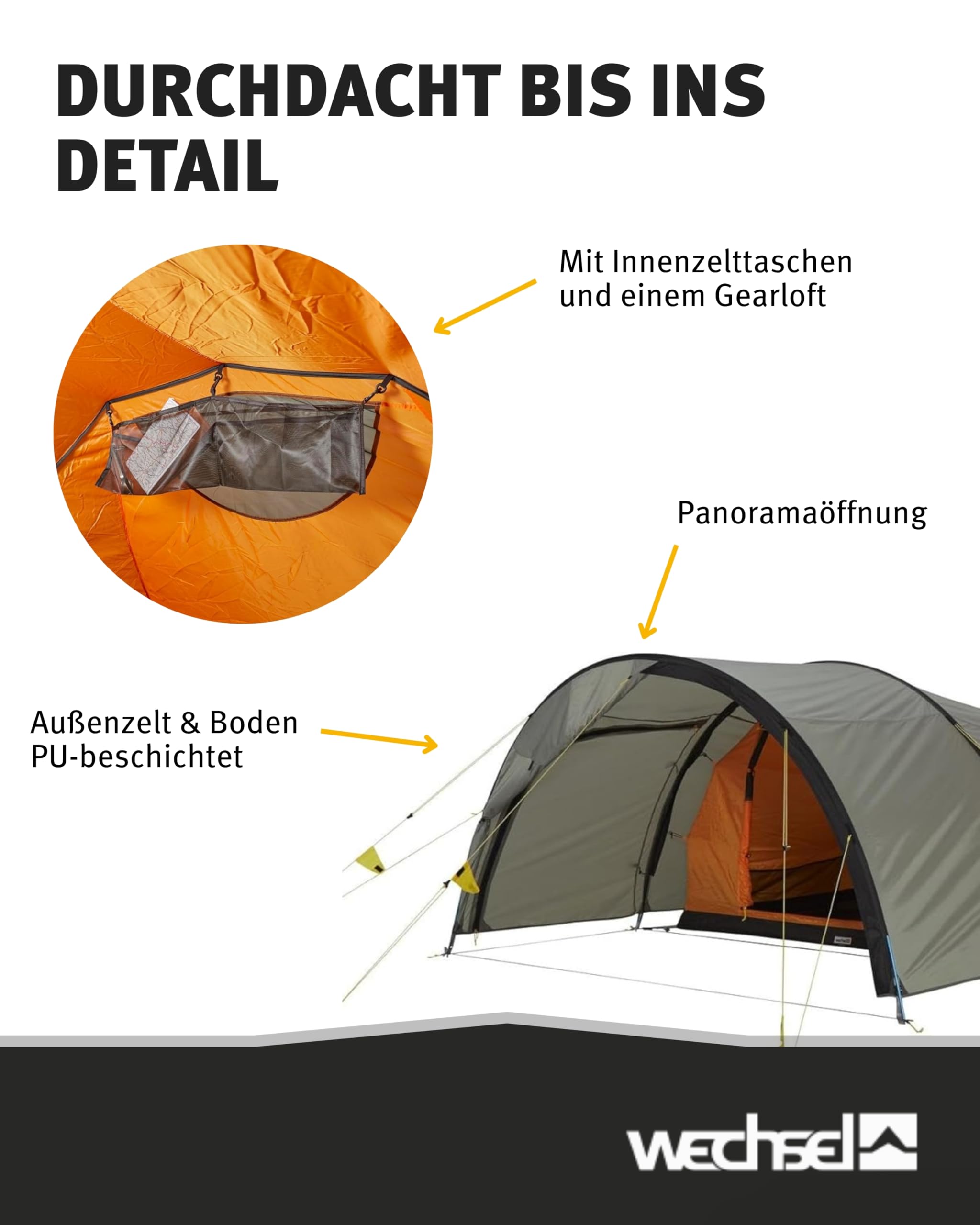 Wechsel Tunnelzelt Intrepid 4 I geräumiges Zelt für 4 Personen I Wetter- & windfestes Campingzelt mit 2 Eingängen I Outdoor-Familienzelt ideal für den Camping-Urlaub