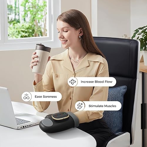 Vista 17 de WUX Masajeador de manos con alivio de compresión de calor, 3 masajes, 4 temperaturas, 5 modelos de compresión, terapia ayuda a calmar la fatiga