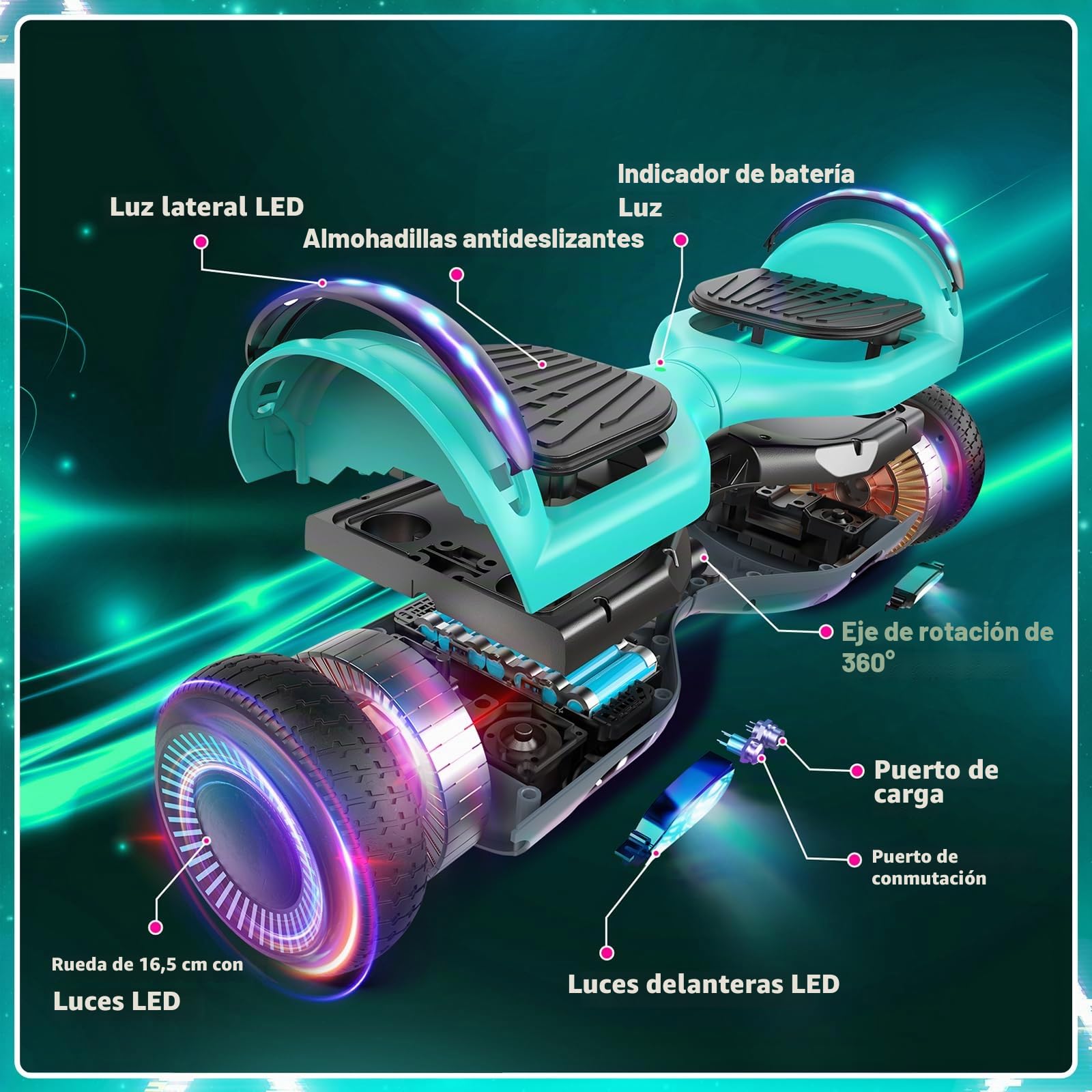 6.5 Pulgadas Hoverboards Eléctrico Auto-equilibrado Bluetooth Integrado para Niños