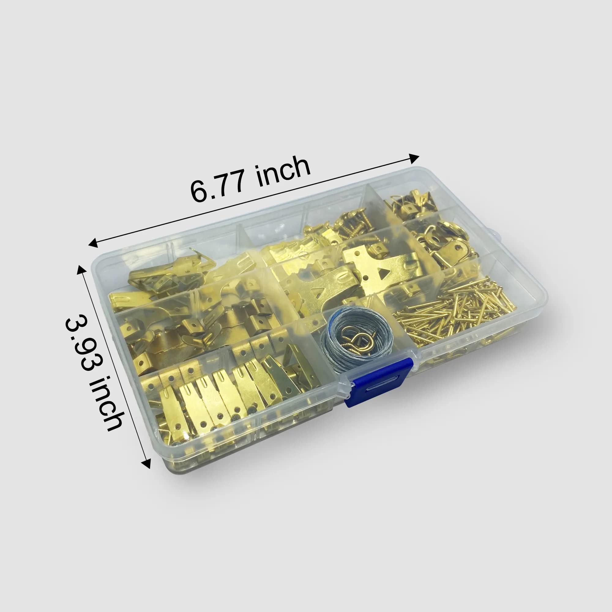 216pcs Picture Hanging Kit, Picture Fame Hooks, Heavy Duty Set including Wire, Photo / Frames Hanger with Nails Brass Finish Wall Hooks - Image 2