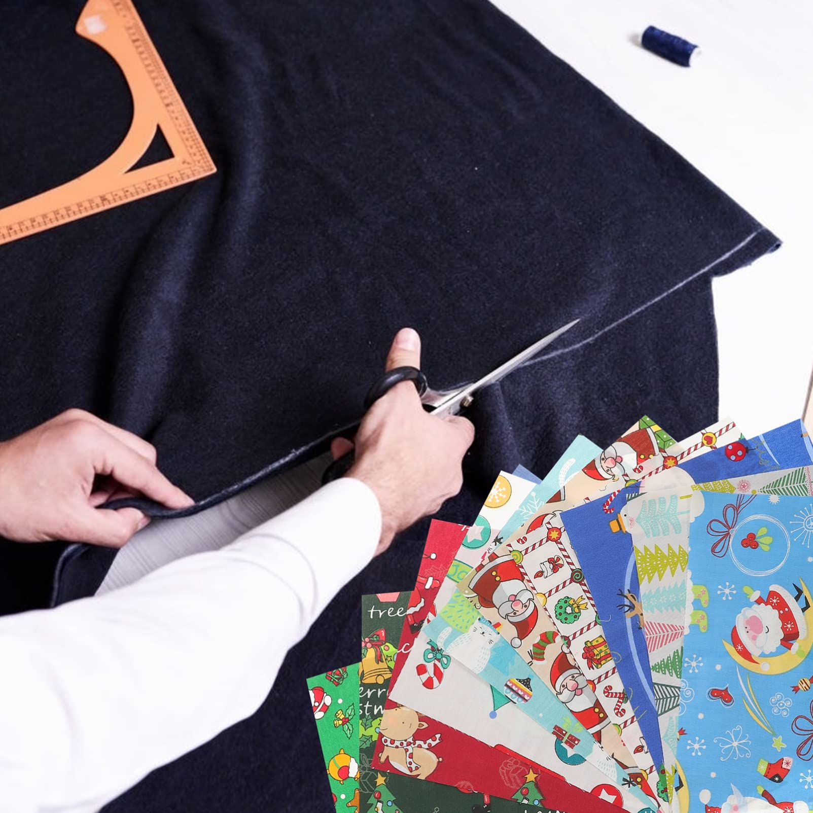 Homoyoyo 10fogli Tessuto di Cotone Natalizio Floreale Patchwork Stoffa per Fai da Te Cuscini Borse Costumi Realizzato in Materiale Leggero Resistente per Progetti Creativi