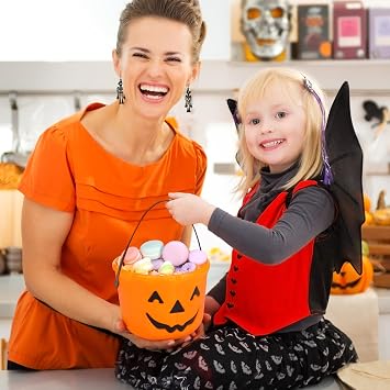 Jenaai 12 Pcs Halloween Candy Buckets Pumpkin Trick or Treat Baskets
