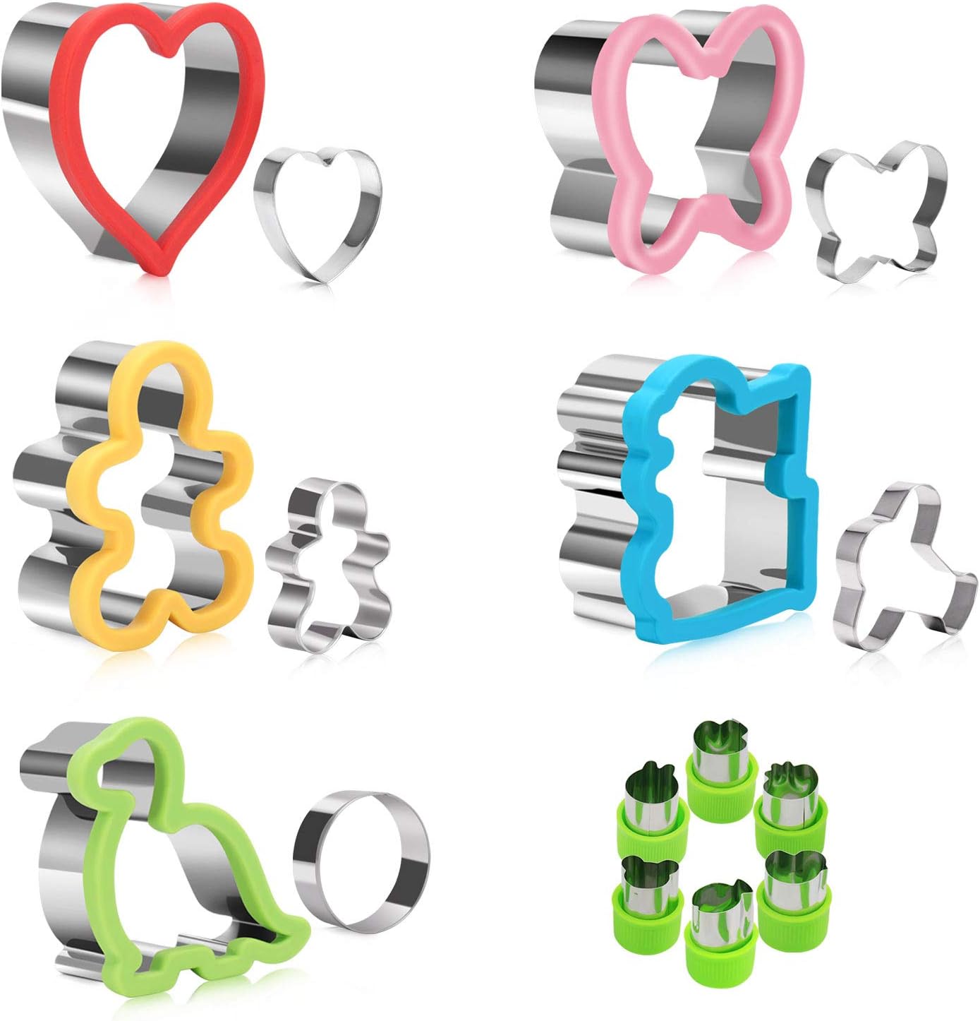 Sandwich Cutter Set, Joyoldelf 16 Pcs Cookie Cutter Vegetable Fruit Cutters Set for Safely Cutting Bread Pastry Veggies & Cake Fondant Pancake Decoration, Stainless Steel