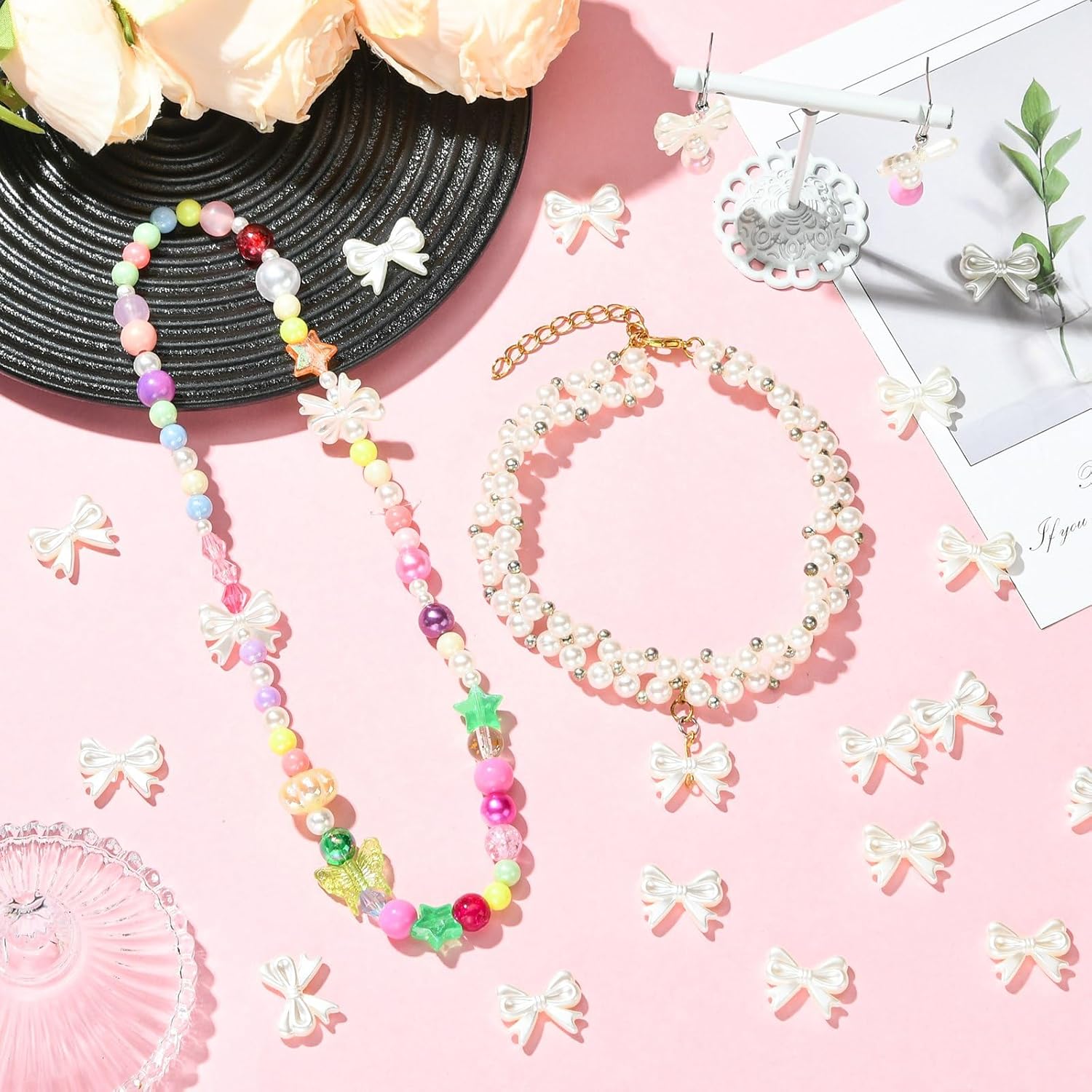 DanLingJewelry 500Pcs Cute Bow Shaped ABS Imitation Pearl Beads Bulk White Bowknot Beads for Jewelry Making Crafts Accessories Gifts - Image 6