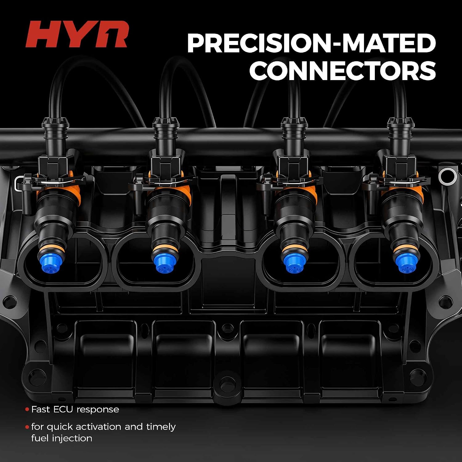 HYR 4 Holes Fuel Injectors Fit for Jeep Dodge Ram Mitsubishi - Grand Cherokee Liberty Commander Ram 1500 Durango Nitro Dakota Raider 2004-2012, V6 3.7L, Set of 6 Replace# 0280158020