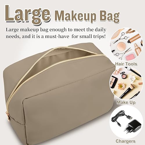 Miniatura 4 de izuzta Nylon Lager Pequeño Slim Mini Maquillaje Bolsa Organizador, Caqui, Viajes