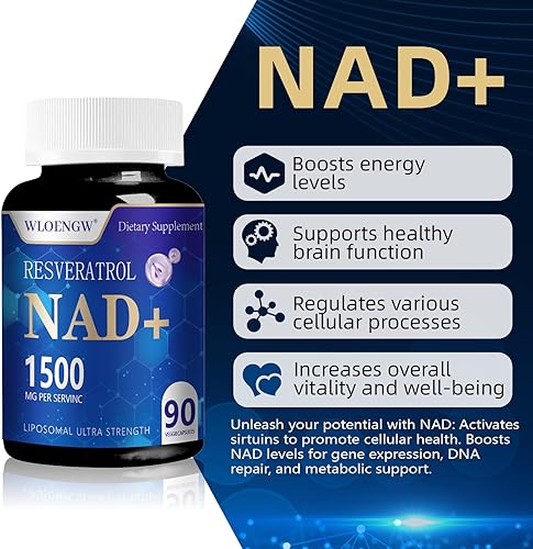 Miniatura 4 de Nuevo suplemento NAD - Suplemento liposomal NAD+ con resveratrol 90 unidades (1500 MG)